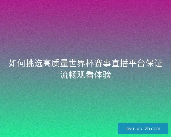 如何挑选高质量世界杯赛事直播平台保证流畅观看体验
